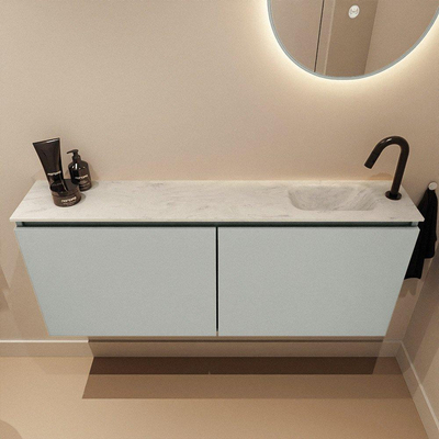 MONDIAZ TURE-DLUX Meuble de toilette 120cm Greey. EDEN lavabo Opalo position droite. Avec 1 trou de robinet.