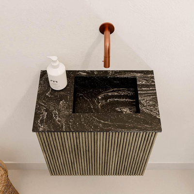Mondiaz JOYA-DLUX 40cm toiletmeubel - kleur Dusk - Wastafel FAYE positie Rechts Zonder kraangat kleur Lava.