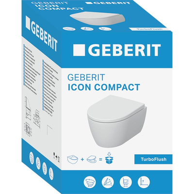 Geberit iCon Pack WC - 49x35cm - compact - à fond creux - sans bride - TurboFlush - KeraTect - abattant à fermeture douce et à démontage rapide - brillant blanc