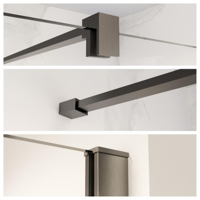 FugaFlow Eccelente Vetro profielset 200cm + stabilisatiestang 120cm Gunmetal -