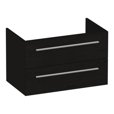 BRAUER Trust wastafelonderkast 80 excl. opbouwgrepen 2 softclose lades en 1 sifon uitsparing - Timber Black
