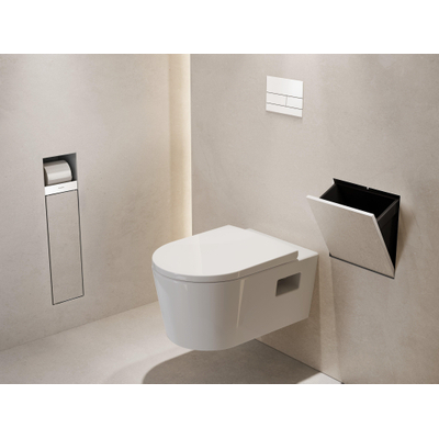 Hansgrohe XtraStoris Rock Poubelle - 30x30x14cm - porte carrelable - blanc mat