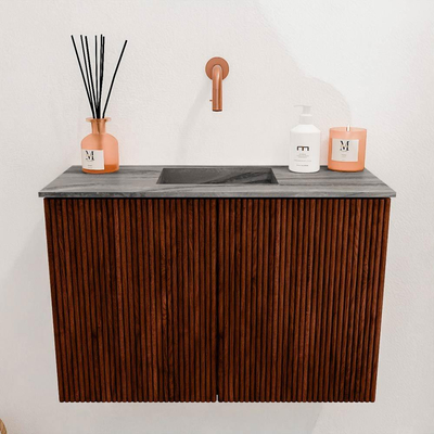Mondiaz JOYA-DLUX 60cm toiletmeubel - kleur Ruby - Wastafel FAYE positie Midden Zonder kraangat kleur Sombra.