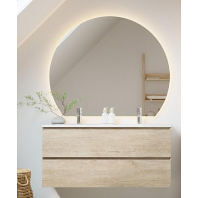 Riho Sunrise spiegel – toog – 120x100 cm – indirecte LED rondom – spiegelverwarming – Zilver