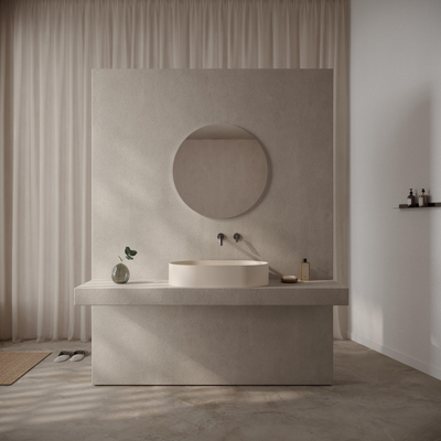 Ideavit Solidthin-60 Opbouw wastafel - 60x35x13 - solid surface - crème mat