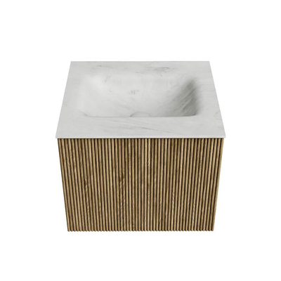Mondiaz KURVE-DLUX Ensemble de meuble de salle de bains - 50x46x40cm - 1 tiroir - vasque solid surface - central - 1 trou de robinet - Dusk