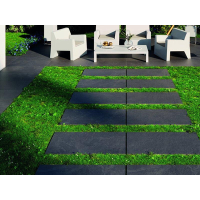 ÉCHANTILLON Terravito Alvella carreau mural et de sol - 30x60cm - 10mm - Rectangle - rectifié - effet pierre naturelle - Anthracite Mat