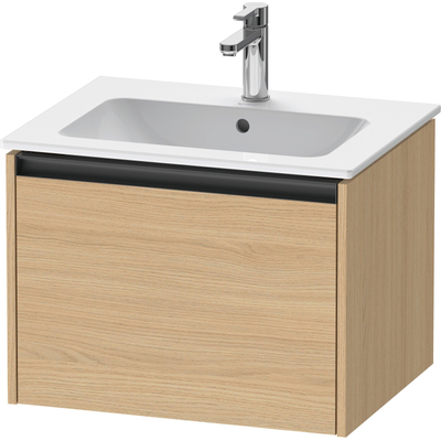 Duravit Ketho.2 Wastafelonderbouwkast - met 1 lade - 61x48x44cm - met greep antraciet - natuur eiken mat