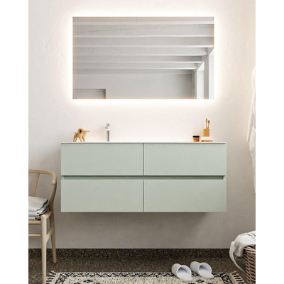 Mondiaz VICA ensemble de meuble de salle de bain - 120cm - meuble sous-vasque greey - 4 tiroirs - lavabo moon gauche - 1 trou de robinet - version XL 60cm de haut