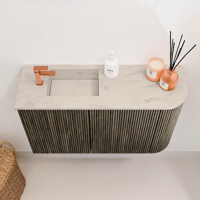 Mondiaz JOYA-DLUX 71.6cm toiletmeubel - ronding rechts kleur Shadow - Wastafel FAYE positie Links 1 kraangat kleur Opalo.