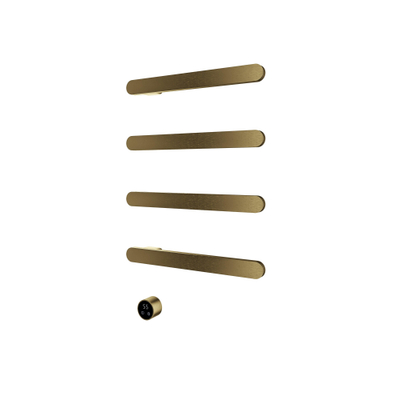 Hotbath &MORE Handdoekradiator - 50x76cm - soft square - 4 stangen - horizontaal - met schakelaar - PVD - geborsteld messing (goud)