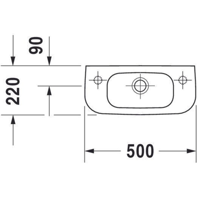 Duravit D Code fontein 50x22cm inclusief kraangat links wit