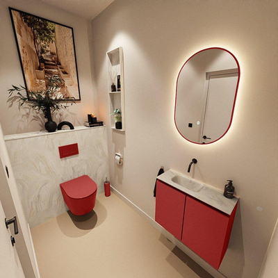 MONDIAZ TURE-DLUX 60cm toiletmeubel Fire. EDEN wastafel Ostra positie links. Zonder kraangat.