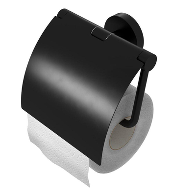 Geesa Nemox Toiletrolhouder met klep Zwart