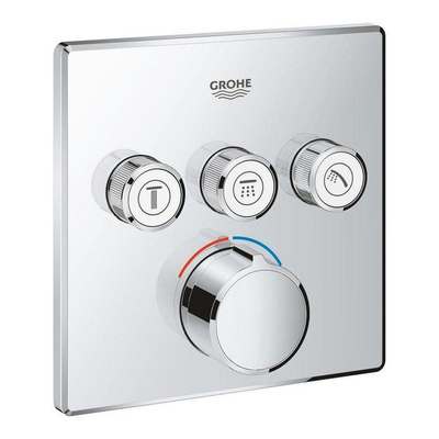 Grohe SmartControl Ensemble de douche - mitigeur thermostatique encastré - boîtier d'installation - pomme de douche - douchette à main - coude de raccord mural - flexible de douche - chrome