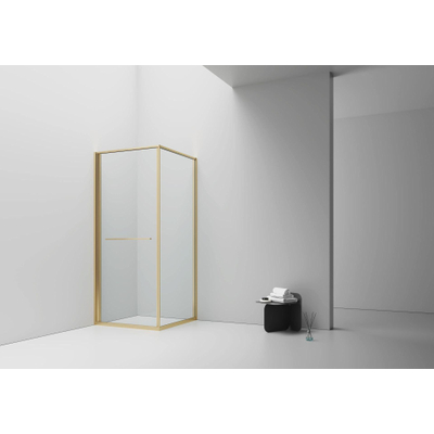 Aloni cabine de douche Inslide - 90x90x200cm - verre de sécurité - 6mm - réversible - or brossé
