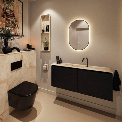 MONDIAZ TURE-DLUX Meuble WC 120 cm Urban. EDEN lavabo Frappe position milieu. Avec 1 trou de robinet.