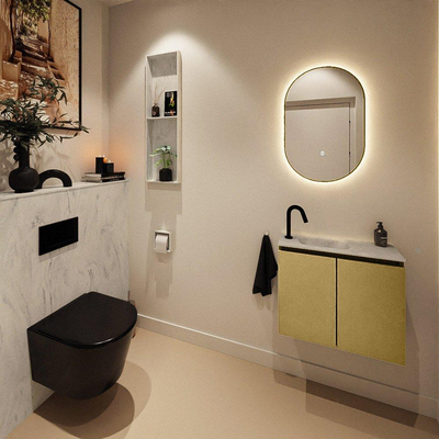 MONDIAZ TURE-DLUX 60cm toiletmeubel Oro. EDEN wastafel Opalo positie links. Met 1 kraangat.