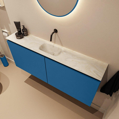 MONDIAZ TURE-DLUX 120cm toiletmeubel Jeans. EDEN wastafel Ostra positie midden. Zonder kraangat.