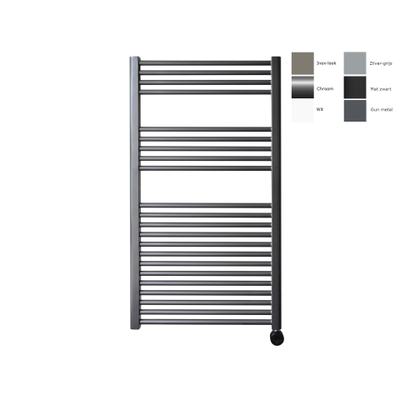 Sanicare Elektrische Radiator - 111.8x60cm - 730W - design - thermostaat - zwart - rechtsonder - gunmetal (antraciet)