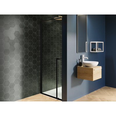 Riho Lucid GD101 Porte de douche pour niche 100x200cm verre clair Noir mat