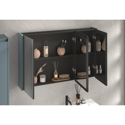 Saniclass Prime Armoire miroir - 120x63x16cm - incluant panneaux latéraux - mat anthracite