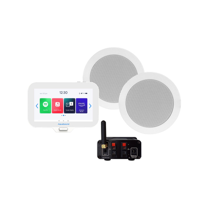 Aquasound N-Joy Connect n-joy connect badkamerradio - controller (ipx7) - wand lader - twist speakerset wit - bluetooth versterker / 30 watt / 230v/12v