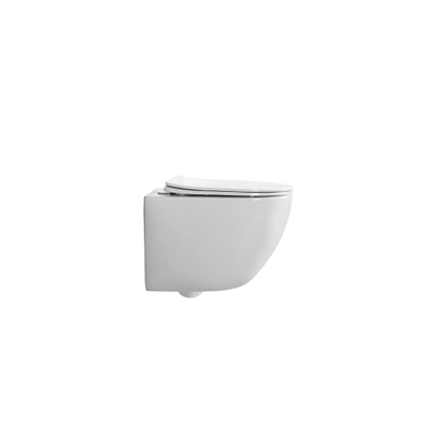 QeramiQ Dely Swirl Compact WC suspendu – sans bride – 36 x 49,5 cm – avec abattant fin (slim) – blanc brillant