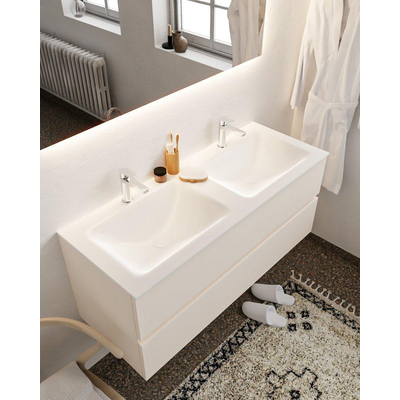 MONDIAZ VICA Ensemble de meuble salle de bain - 120cm - 2 tiroirs - lavabo Cloud double - 2 trous de robinet - solid surface lin