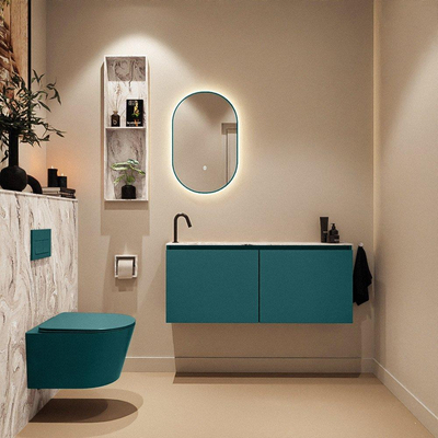 MONDIAZ TURE-DLUX Meuble de toilettes 120 cm Smag. EDEN vasque Glace position gauche. Avec 1 trou de robinet.