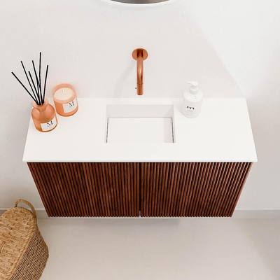 Mondiaz JOYA 70cm meuble de toilette - couleur Ruby - Vasque FAYE position Milieu Sans trou de robinet couleur Talc.
