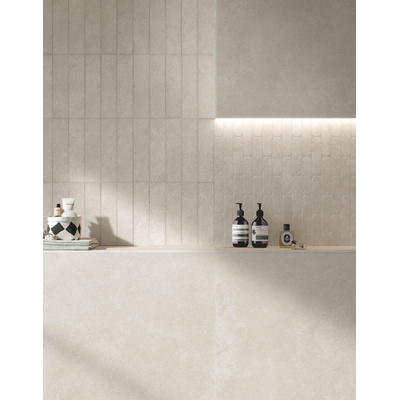 ÉCHANTILLON Terravito Elzino carreau mural et de sol - 6x24cm - Aspect pierre naturelle - Blanc mat (blanc)