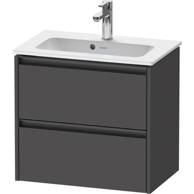 Duravit Ketho.2 Wastafelonderbouwkast - met 2 laden - 61x39x54.9cm - met grepen antraciet - grafiet mat