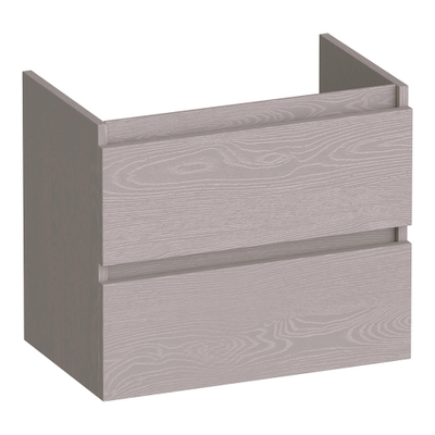 BRAUER Joy meuble sous lavabo peu profond - 60x39x50cm - 2 tiroirs softclose - sans poignée - 1 découpe pour le siphon - Timber Greige