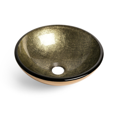 Saniclass Pesca Limone Vasque à poser - 30x10,5cm - rond - verre trempé - or vert