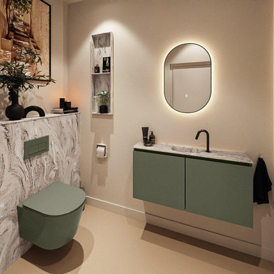 MONDIAZ TURE-DLUX 100cm toiletmeubel Army. EDEN wastafel Glace positie midden. Met 1 kraangat.