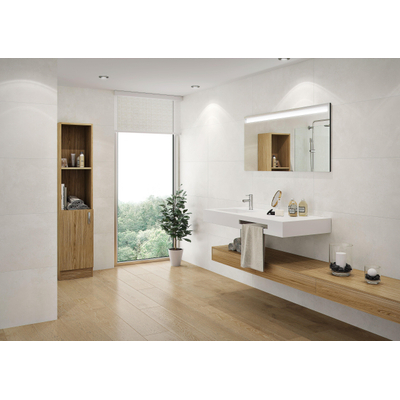 Terravito Velaro wandtegel - 60x120cm - gerectificeerd - Betonlook - Glaciar mat (wit)