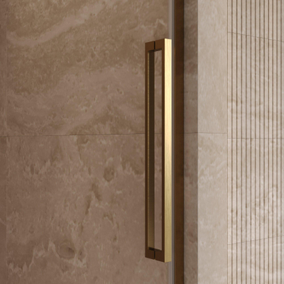 BRAUER Stellar Porte de niche - 2 pièces - 160x200cm - porte battante - revêtement verre - réversible - verre clair - Or brossé PVD