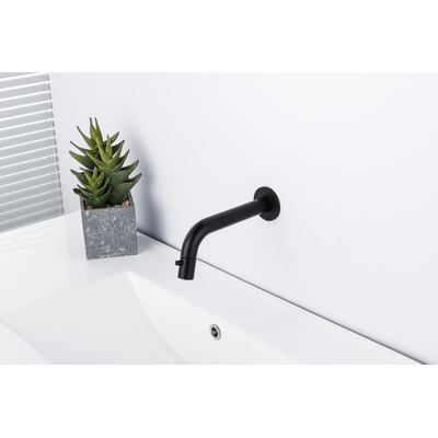 Fortifura Calvi Robinetterie de lave-mains encastrée - 18cm bec - raccourcissable - siphon - bonde always open - noir mat