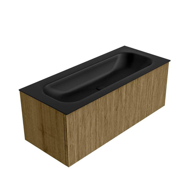 Mondiaz KURVE Ensemble de meuble salle de bain - 110x46x40cm - 1 tiroir - lavabo en solid surface - milieu - sans trou de robinet - Dusk