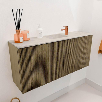 Mondiaz JOYA-DLUX 90cm meuble de salle de bains - couleur Dusk - Vasque FAYE position Milieu 1 trou de robinet couleur Ostra.