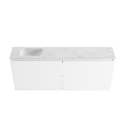 MONDIAZ TURE-DLUX Meuble WC 120 cm Talc. Lavabo EDEN Opalo position gauche. Sans trou de robinet.
