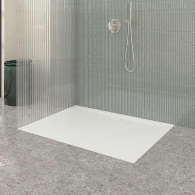 Villeroy & Boch Ecora douchebak - 120x90x3.5cm - afvoer lange zijde - white alpine (wit)