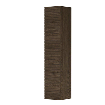INK Hoge kast - 36x37x169cm - 1 deur - greeploos - horizontaal gefreesd - massief eiken - charcoal
