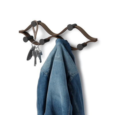 Umbra porte-serviettes - 51x6x15cm - crochets noirs - noyer