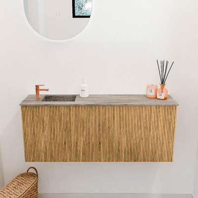 Mondiaz JOYA-DLUX 100cm toiletmeubel - kleur Oak - Wastafel FAYE positie Links 1 kraangat kleur Oza.