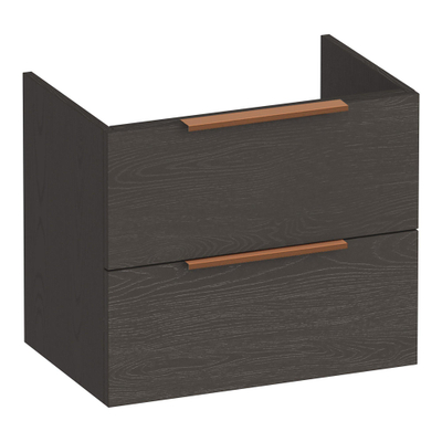 BRAUER Elevate meuble sous lavabo peu profond 60 excl. poignées à poser 2 tiroirs softclose et 1 découpe pour le siphon - Bois Anthracite