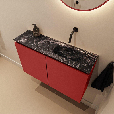 MONDIAZ TURE-DLUX Meuble WC 80cm Fire. EDEN lavabo Lava position droite. Sans trou de robinet.