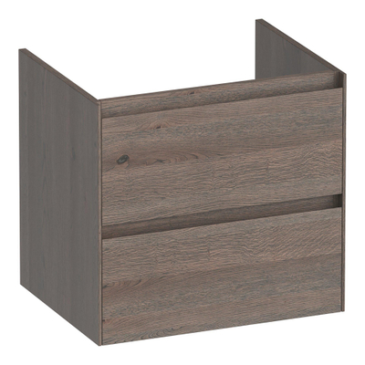 BRAUER Inspire wastafelonderkast 60 2 softclose lades - greeploos - 1 sifon uitsparing - massief eiken - lamellen eiken zwart