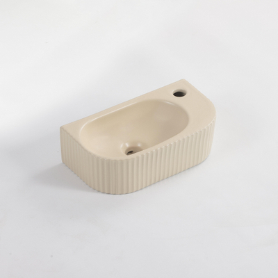 Fugaflow Eccelente Pietra Fontaine - 40x22x12cm - Droite - Rainurée - Demi-ronde - 1 trou de robinet - Céramique - Beige mat